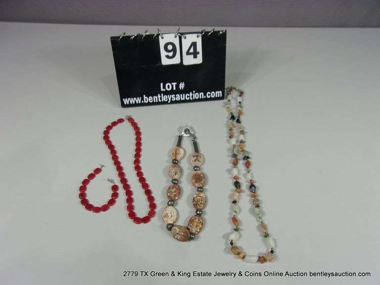 LOT 4: HEAVY STONE NECKLACES & BRACELETS - NATURAL STONES