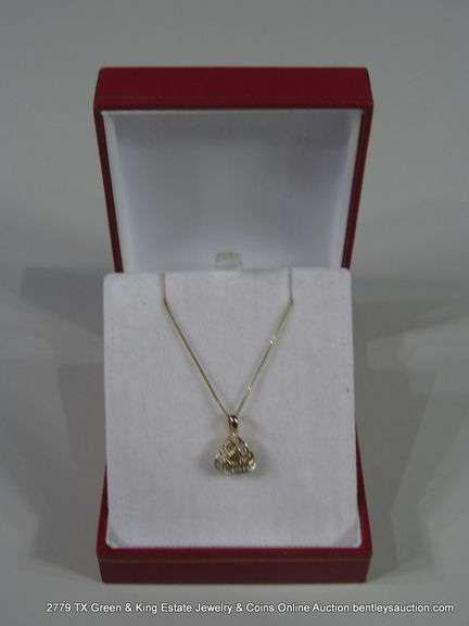 10K YELLOW GOLD FINE CHAIN NECKLACE W/ 10K YELLOW GOLD & DIAMOND TRIANGULAR PENDANT