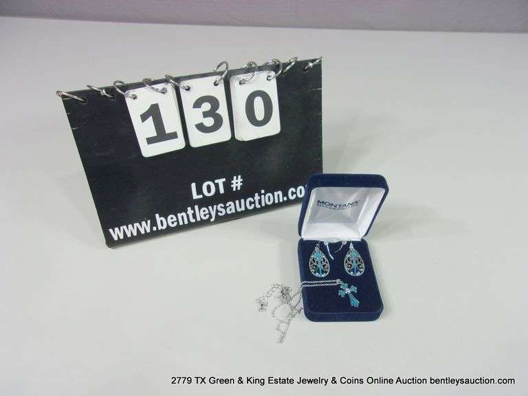 SET: MONTANA SILVER SMITHS - SILVER & OPAL CROSS PENDANT NECKLAS & EARRINGS