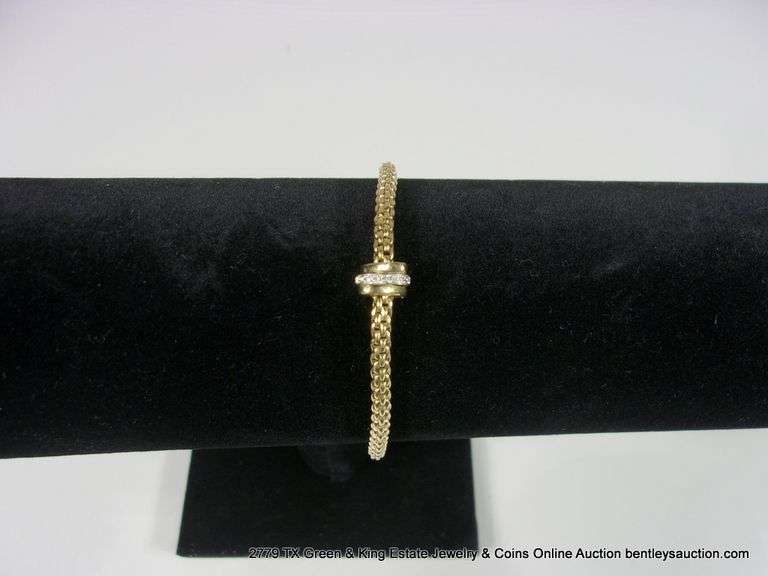 14K YELLOW GOLD BRACELET W/ SMALL DIAMOND ACCENT BAND