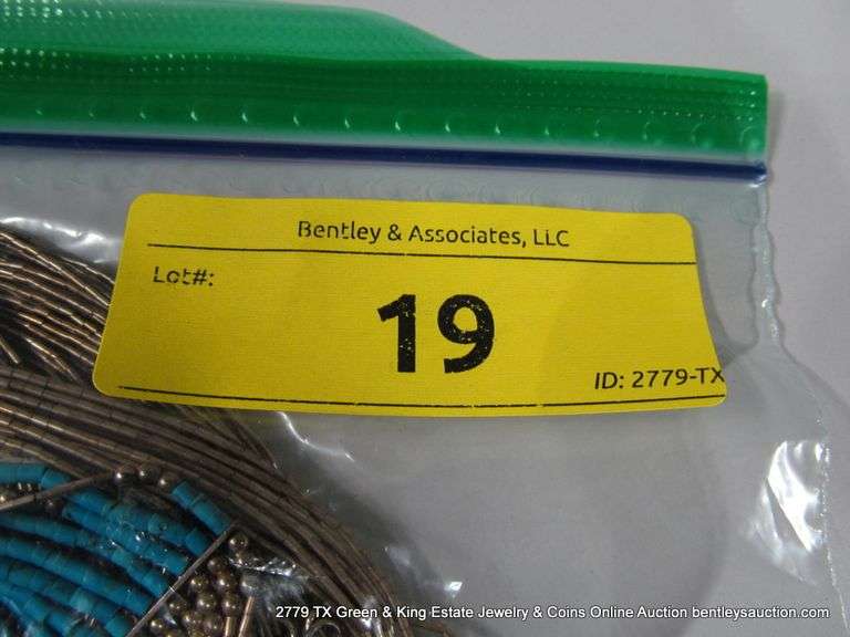 SOUTHWEST DESIGN LIQUID SILVER & BLUE BEADED NECKLACE, MULTI STRAND