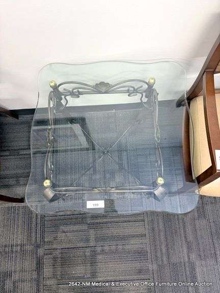 GLASS TOP METAL TABLE