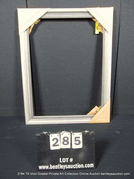 GREY METALIC PAINTED, CARVED WOODEN FRAME 21 X 27