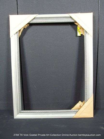 GREY METALIC PAINTED, CARVED WOODEN FRAME 21 X 27