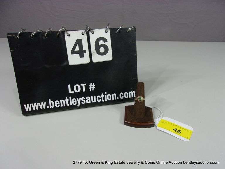 10K YELLOW GOLD, GREEN AMETHYST DIAMOND ACCENT RING, SIZE 8