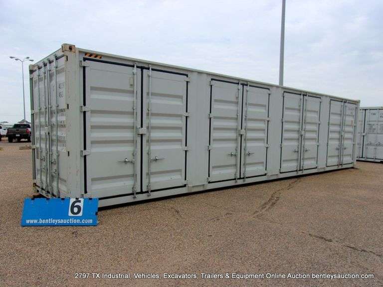 NEW ONE TRIP 40' HC CONEX CONTAINER, 1 PAIR REAR DOORS, 4 PAIRS CURBSIDE DOORS