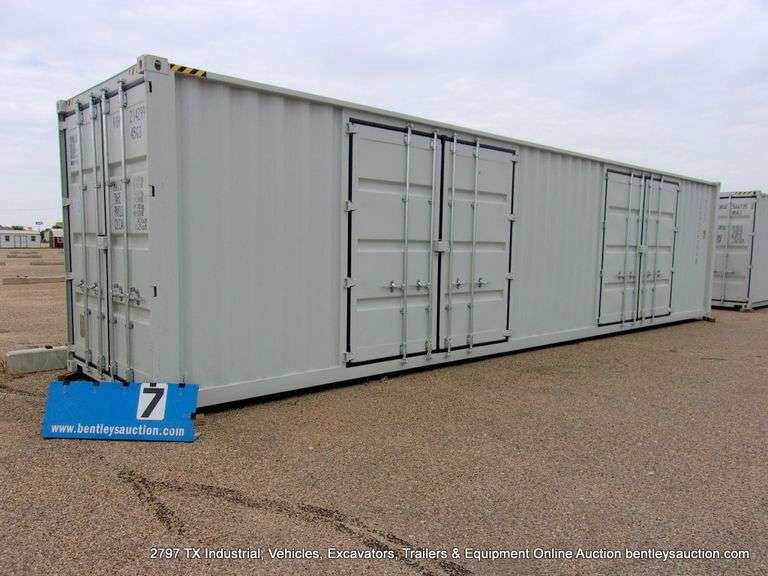 NEW ONE TRIP 40' HC CONEX CONTAINER, 1 PAIR REAR DOORS, 2 PAIR OVERSIZED CURBSIDE DOORS