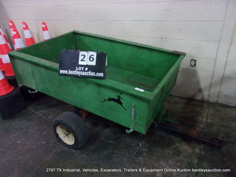 JOHN DEERE LAWN TRAILER, 38" X 60" - NEEDS TIRES