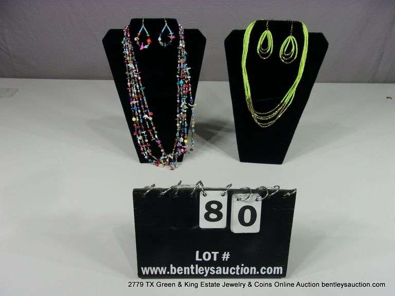 LOT 2: MULTI-STONE BEADED NECKLACE & EARRING SETS
