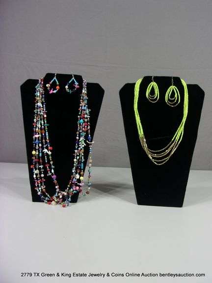 LOT 2: MULTI-STONE BEADED NECKLACE & EARRING SETS
