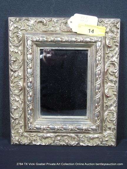 SILVER PAINTED, CARVED ORNATE WOODEN FRAME 11 X 13