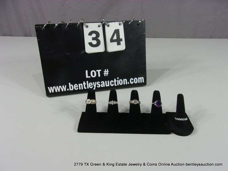 BAG: 5 ASSORTED SILVER & GOLD TONED & CZ FASHION RINGS