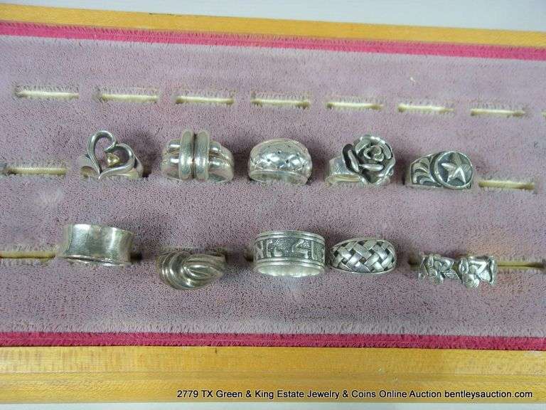 BAG: 10 ASSORTED SILVER, STERLING SILVER, JAMES AVERY RINGS