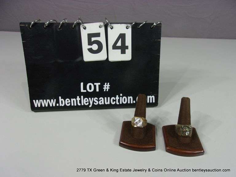 LOT 2: MEN'S RINGS - 10K YELLOW GOLD HIGH SCHOOL RINGS, BROWNWOOD, 1986,