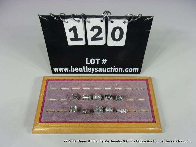 BAG: 10 ASSORTED SILVER, STERLING SILVER, JAMES AVERY RINGS
