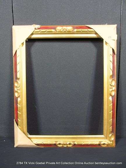 RED & GOLD PAINTED CARVED WOODEN 21 X 25