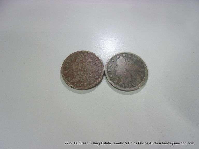 LOT 2: LIBERTY HEAD V-NICKELS, 1906 & 1909