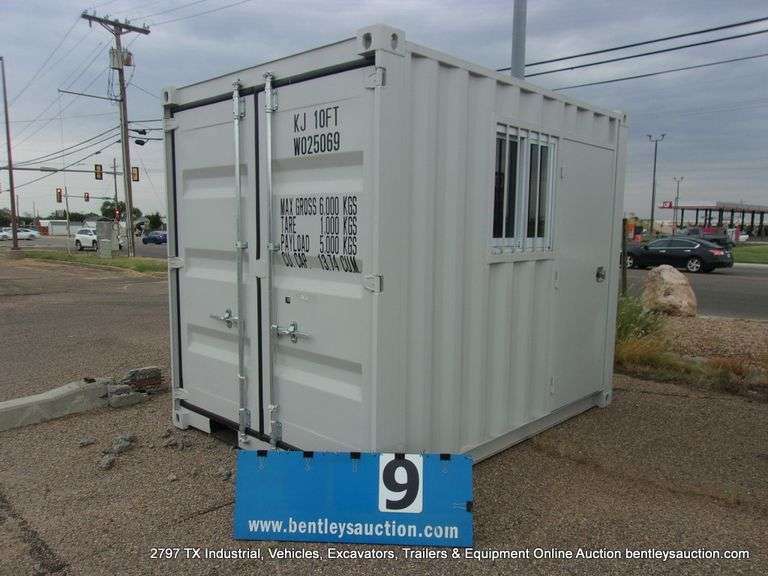 NEW 7’X10’ PORTABLE OFFICE CONTAINER, KJ 10FT W025069, LARGE REAR DOORS, 1 OFFICE ENTRY DOOR