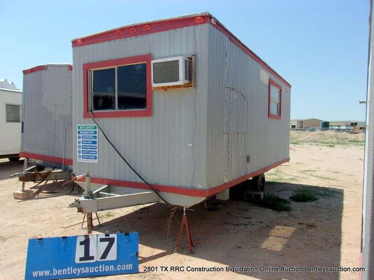 GREY 16 FT CONSTRUCTION SITE TRAILER, SINGLE AXLE