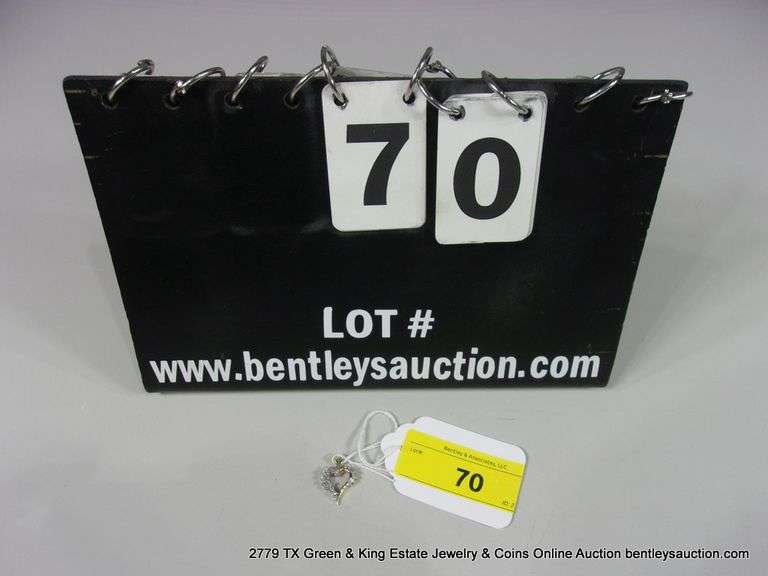 14K YELLOW GOLD HEART SHAPED PENDANT W/ SOLITAIRE & BAGUETTE DIAMONDS