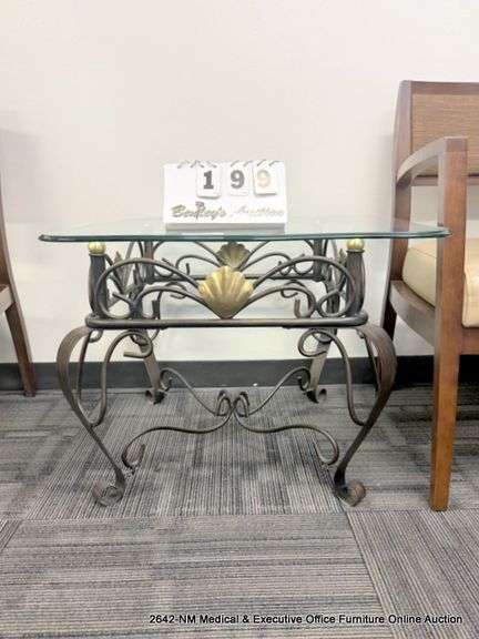 GLASS TOP METAL TABLE
