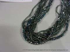 LOT 3: GLAMOUR SPARKLE BLUE & SILVER MULTI-STRAND BEADED NECKLACE, BRACELET, & EARRING SET