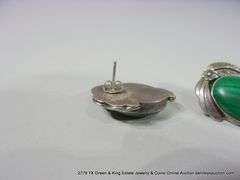 LOT: 4 SOUTHWEST SILVER & GREEN STONE JEWELRY - (2) RINGS, EARRINGS, ALL STERLING