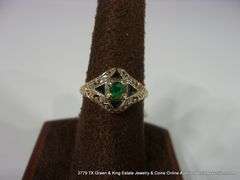 10K YELLOW GOLD, GREEN AMETHYST DIAMOND ACCENT RING, SIZE 8