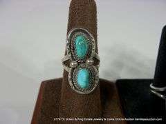 3 SOUTHWEST DESIGN SILVER & TURQUOISE RINGS: (1) 6.5, (2) 7.5 - 3 X MONEY
