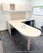 L-SHAPED DESK W/ OVERHEAD CABINET