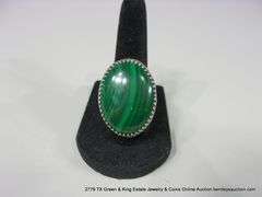 LOT: 4 SOUTHWEST SILVER & GREEN STONE JEWELRY - (2) RINGS, EARRINGS, ALL STERLING