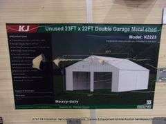KJ ALLMETAL UNUSED DOUBLE GARAGE SHED, KJ MODEL: K2223, 23FT. X 22FT.
