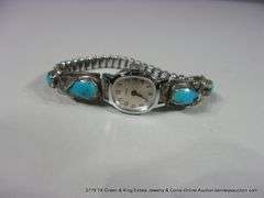 SOUTHWEST DESIGN SILVER & TURQUOISE BRACELET W/ TIMEX WATCH