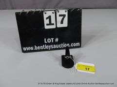 14K WHITE GOLD SAPPHIRE & DIAMOND DINNER RING, SIZE 7