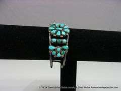 SILVER & MULTI-TONED TURQUOISE STONED BRACELET, SOUTHWEST FLORAL STYLE