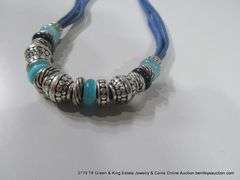 SOUTHWEST FASHION BLUE STONE & SILVER BEADED NECKLACE