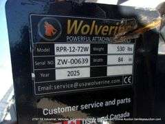 WOLVERINE SKID STEER 72” WIDE RIPPER, MODEL: RPR-12-72W, S/N: 2W-00639