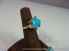 LOT: 3 PIECES 14K YELLOW GOLD TURQUOISE RING W/ MATCHING EARRINGS