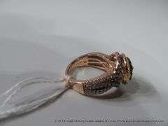 14KT ROSE GOLD LADIES' DINNER RING: CHOCOLATE & WHITE DIAMONDS, 1.95 TOTAL CT., SIZE 6 3/4