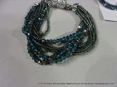 LOT 3: GLAMOUR SPARKLE BLUE & SILVER MULTI-STRAND BEADED NECKLACE, BRACELET, & EARRING SET