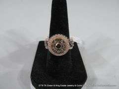 14KT ROSE GOLD LADIES' DINNER RING: CHOCOLATE & WHITE DIAMONDS, 1.95 TOTAL CT., SIZE 6 3/4