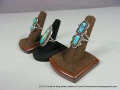 3 SOUTHWEST DESIGN SILVER & TURQUOISE RINGS: (1) 6.5, (2) 7.5 - 3 X MONEY