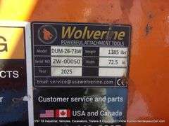 WOLVERINE SKID STEER STEEL DRUM MULCHER MODEL: DUM-26-73W, S# ZW-00050