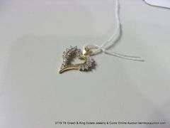 14K YELLOW GOLD HEART SHAPED PENDANT W/ SOLITAIRE & BAGUETTE DIAMONDS