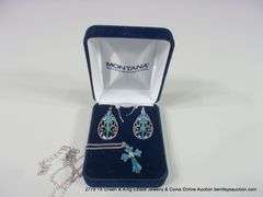 SET: MONTANA SILVER SMITHS - SILVER & OPAL CROSS PENDANT NECKLAS & EARRINGS