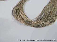 SOUTHWEST DESIGN LIQUID SILVER & BLUE BEADED NECKLACE, MULTI STRAND