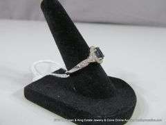 14K WHITE GOLD SAPPHIRE & DIAMOND DINNER RING, SIZE 7