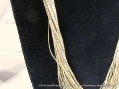 SOUTHWEST DESIGN LIQUID SILVER & BLUE BEADED NECKLACE, MULTI STRAND