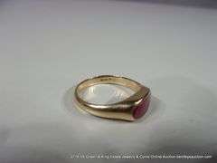 GOLD RING: PINK TONED RUBY, OVAL STONE, SIZE 10 1/4
