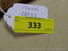 STAINED OAK, W/ THICK LINEN INLAY, WOODEN FRAME 28 X 35